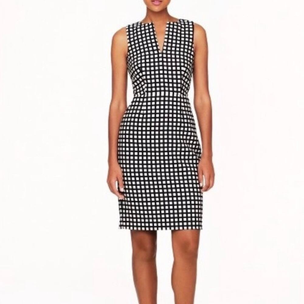 JCrew Windowpane Plaid Wool Silk Sleeveless Sheath Dress Size 4